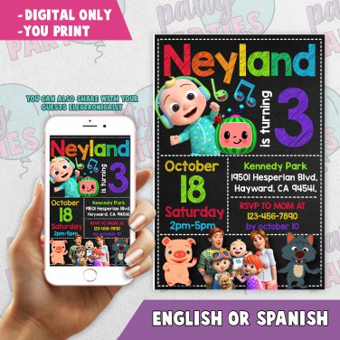 COCOMELON BIRTHDAY PARTY INVITATION