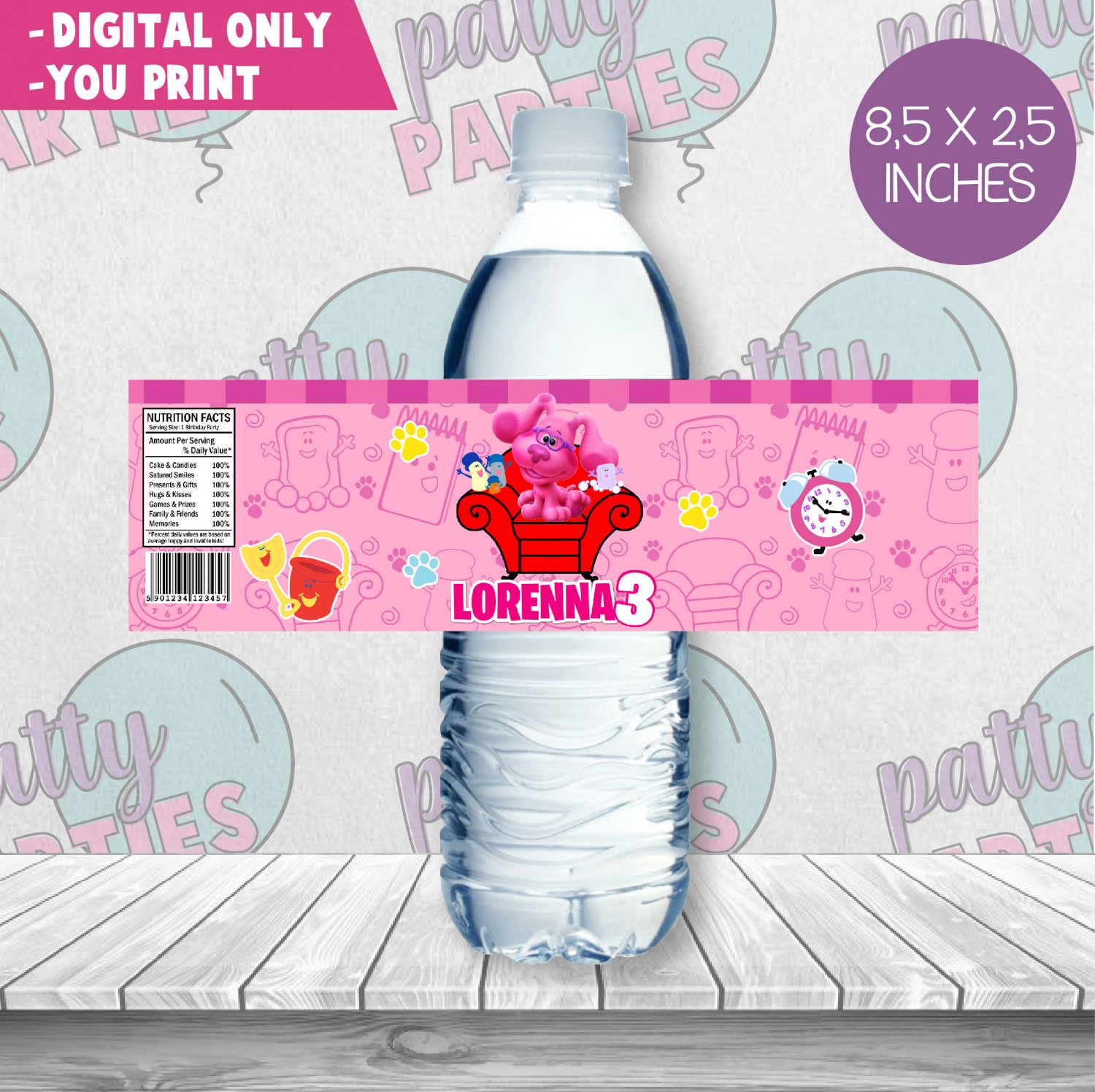 BLUE'S CLUES WATER BOTTLE LABEL