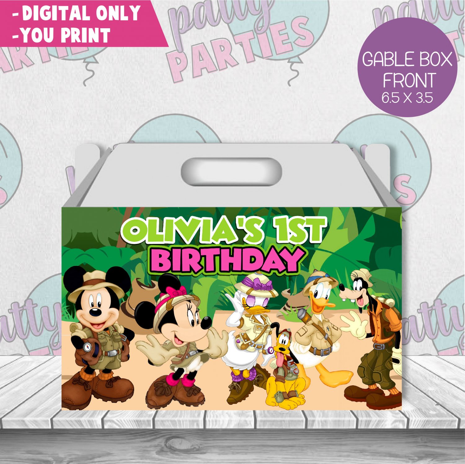 MINNIE MOUSE SAFARI GABLE GIFT BOX LABELS