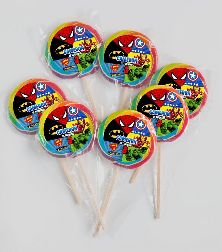 SUPERHERO LOLLIPOP LABEL