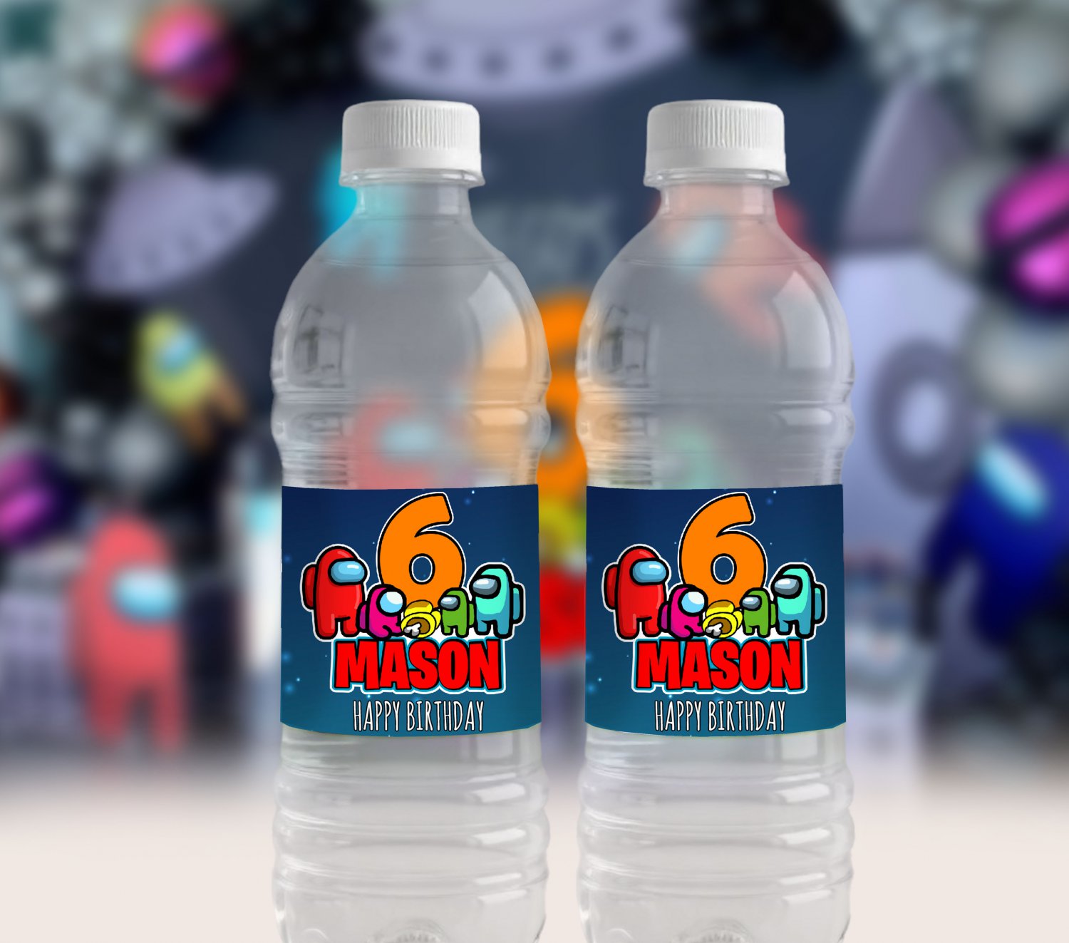 AMONG US WATER BOTTLE LABEL