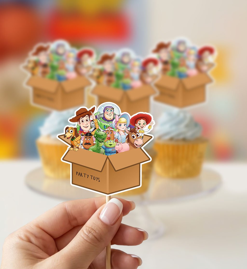Toy Box Cupcake Toppers: Toy Story Gang Birthday Decorations, Printable DIY, Instant Download