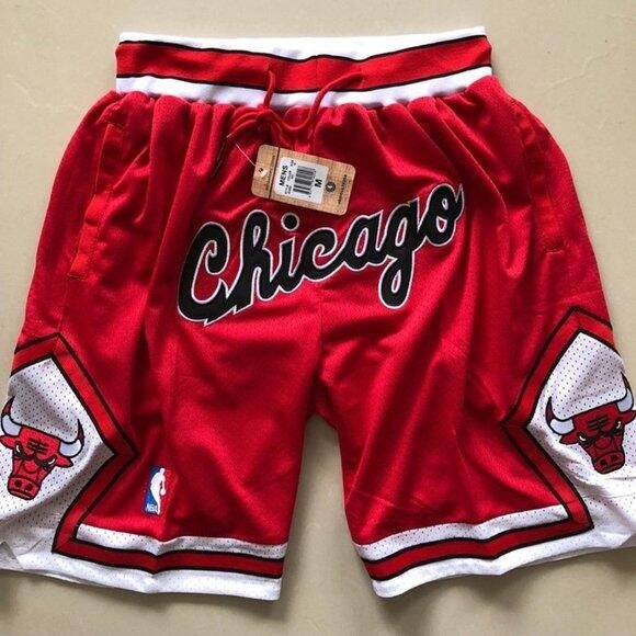 Men's chicago bulls zipper pockets shorts red