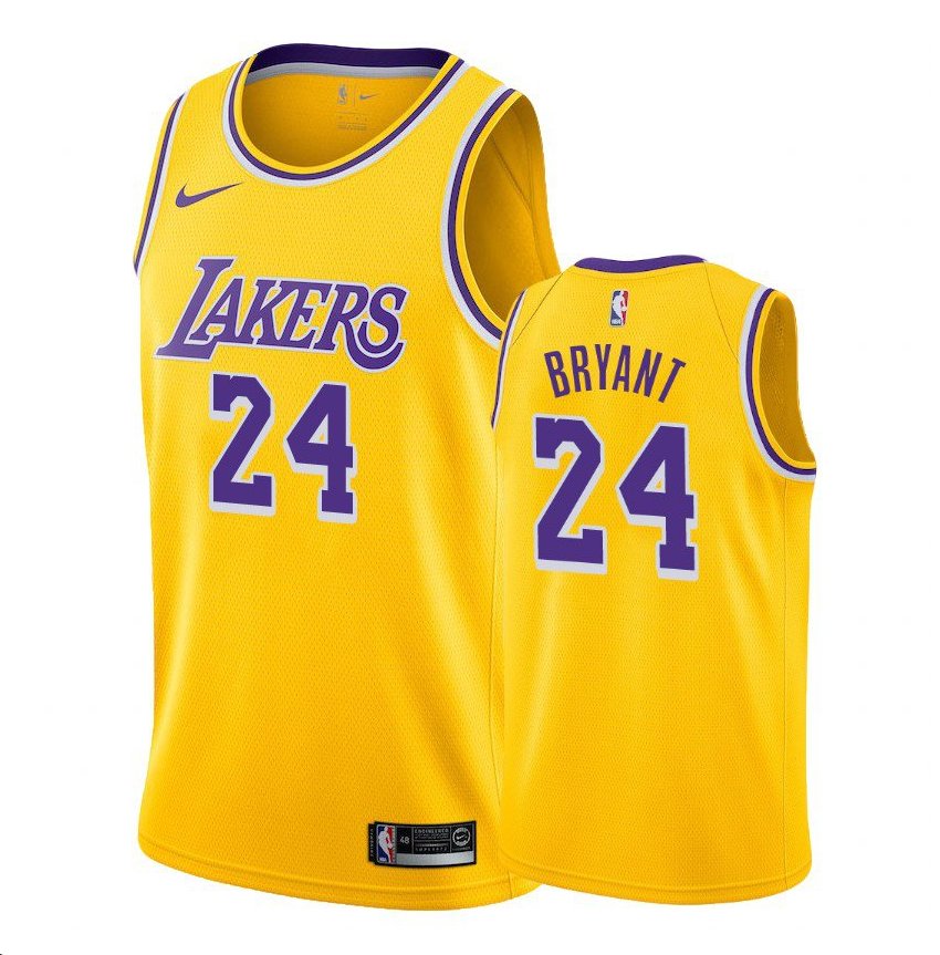 Men's Los Angeles Lakers Kobe Bryant 24 Yellow Throwback Jersey Embroidered