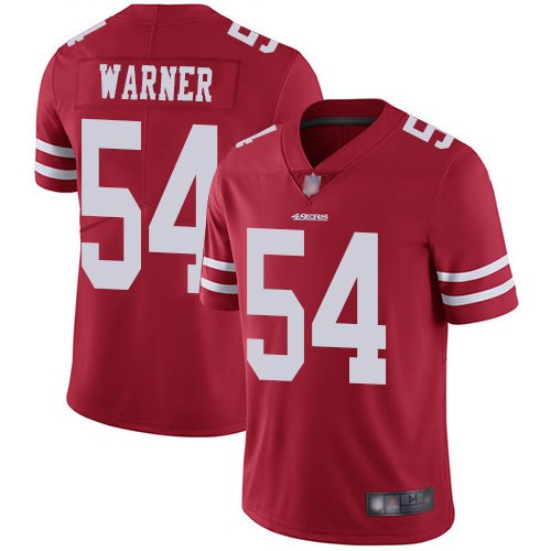 Men's Fred Warner 49ers 54 color rush jersey red