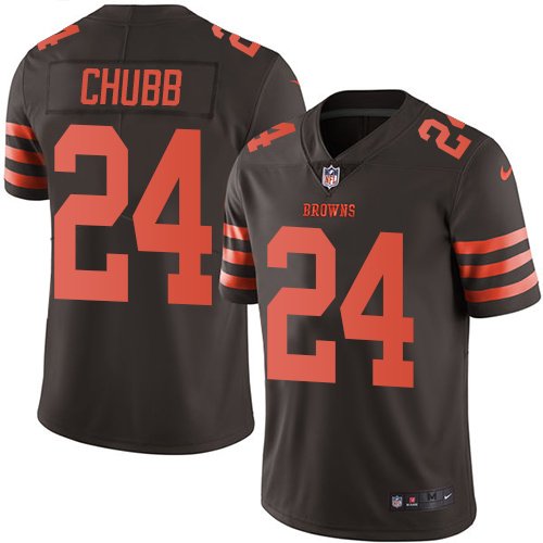 Youth kids Cleveland Browns #24 Nick Chubb color rush Limited jersey brown