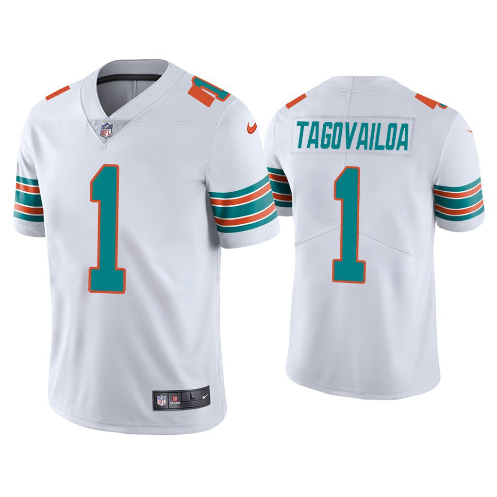 Youth kids Tua Tagovailoa Miami Dolphins color rush jersey white