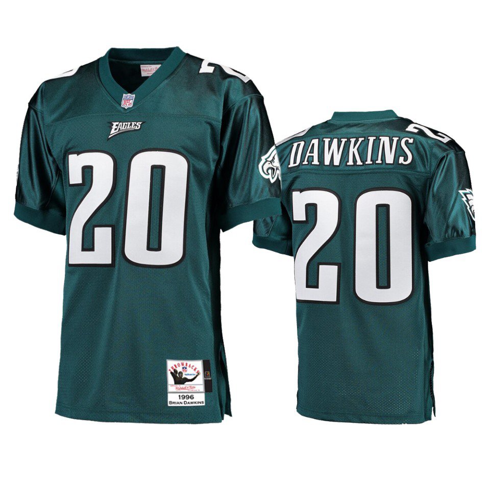 Men's brian dawkins Eagles 20 throwback jersey teal green
