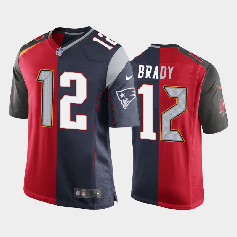 Men's Tom Brady Patriots and Buccaneer bucs split jersey