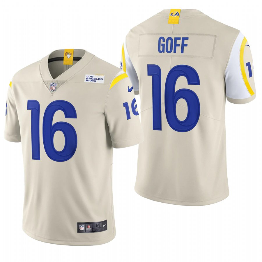 Men's Jared Goff Rams 16 color rush vapor jersey bone