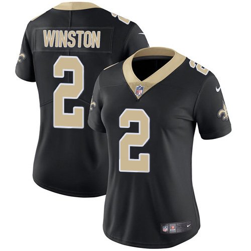 Women's Jameis Winston Saints 2 color rush jersey black