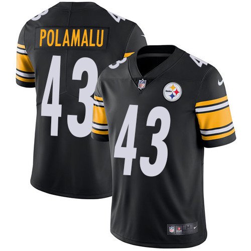 Mens Pittsburgh Steelers Troy Polamalu color rush vapor jersey black