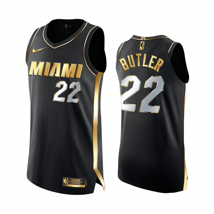 Men's Heat 22 Jimmy Butler 2020 golden black finals Jersey
