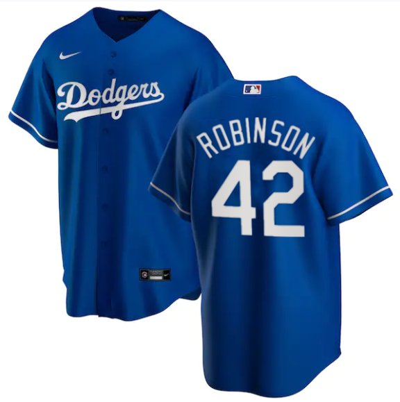 Men & Youth Jackie Robinson Dodgers 42 baseball jersey blue