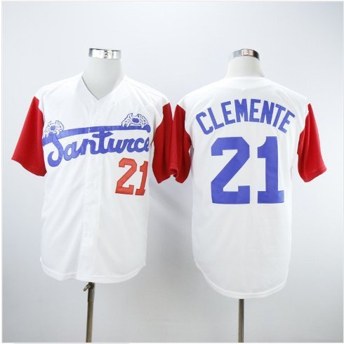 Men's Roberto Clemente Puerto Rico Santurce Crabbers baseball jersey white