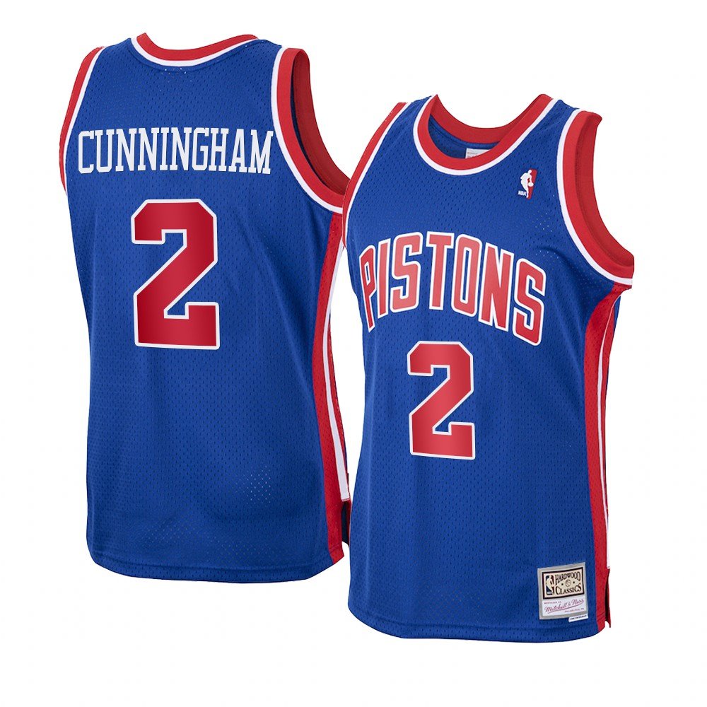 Men's Cade Cunningham pistons throwback classic jersey blue