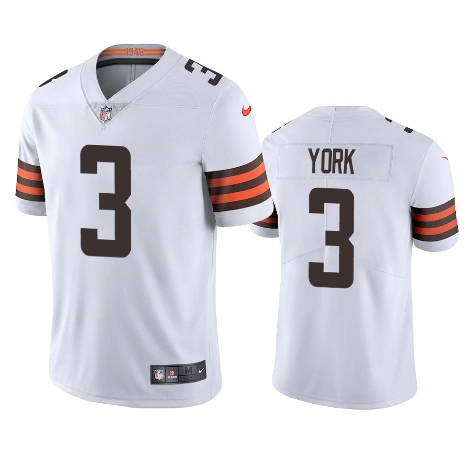 Men Youth Cade York Browns 3 football jersey white