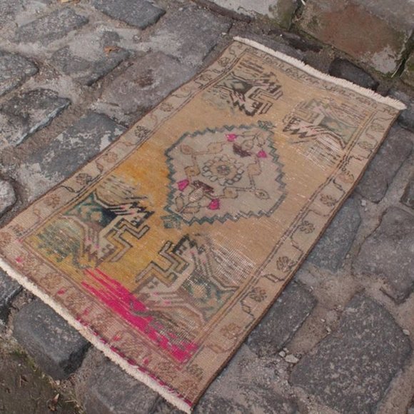 1960 Turkish Bohemian Wool Handknotted Rug