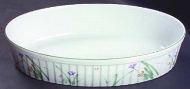 Mikasa Ceramic Oval Serving Or Baking Dish Sketch Book Pattern 12 1/4"