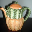 Vintage Design Pac Teapot Green And Orange 6 1/2"