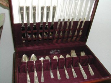 Vintage 1939  Nobility Silverplate Silverware Flatware Set Caprice Pattern 44Pcs