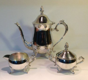 International Silver Co. Tea Set Teapot Creamer & Covered Sugar Bowl Silverplate