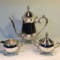 International Silver Co. Tea Set Teapot Creamer & Covered Sugar Bowl Silverplate