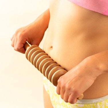 Tuuli Accessories Anti Cellulite Massage Disc Massager Roller with Handle Maderotherapy Wooden