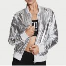 Victoria's Secret Sport Metallic Silver Bomber Bike Jacket Coat S Small Size