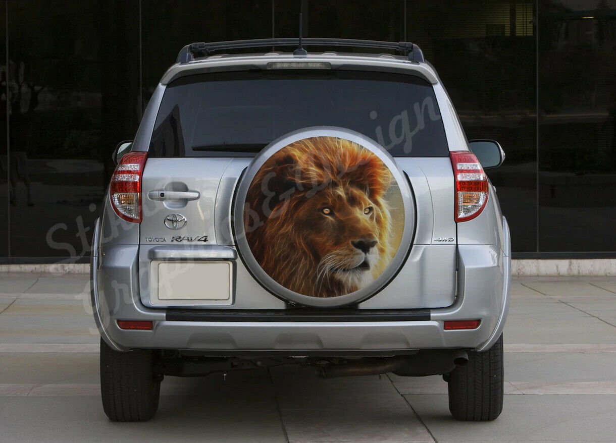 Lion Spare Tire Cover Decal Predator Full Color Vinyl Sticker Wheel