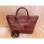 Small patchwork leather bag, plain brown color, nabati leather