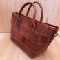 Small patchwork leather bag, plain brown color, nabati leather