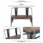 TREXM Rustic Vintage Style Distressed Dining Table Bench with Wooden Seat Panel
