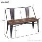 TREXM Rustic Vintage Style Distressed Dining Table Bench with Wooden Seat Panel