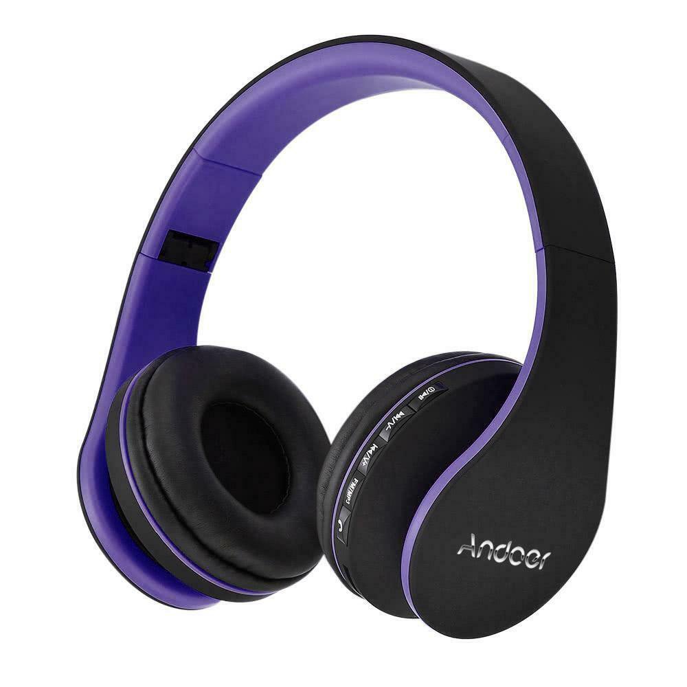 Andoer Andoer Bluetooth 4.1 Headphone Wireless Stereo Headset Headband Purple