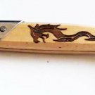 Kitchen knife handmade wood with dragon picture
