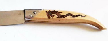 Kitchen knife handmade wood with dragon picture
