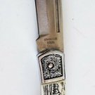 Kitchen knife with horn handle decorated with flowers and birds handmade