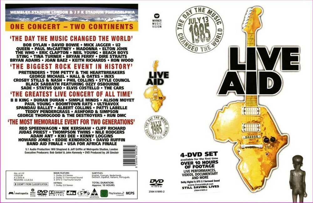 Live Aid (DVD, 1985, 4-Disc Set) Concert for Africa NEW