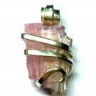 14.60 ct Sterling Silver Wire Wrap Pendant Natural Pink Tourmaline Handmade