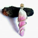 13.30 ct Watermelon Tourmaline Crystal in Sterling Silver Art Wrap Pendant