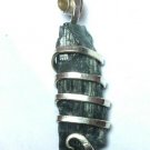 16 ct Sterling Silver Wire Wrap Pendant W/ Blue Cap Tourmaline Crystal,Necklace