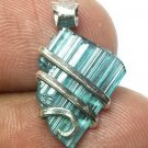 6.30 Carats Natural Paraiba Tourmaline Crystal in Silver Wire wrap Art Necklace