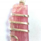 17 ct Sterling Silver Wire Wrap Pendant Pink Color Tourmaline Crystal,Necklace