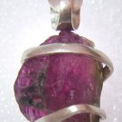 7.80 ct Watermelon Tourmaline Slice in Sterling Silver Art Wrap Pendant Necklace