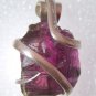 7.80 ct Watermelon Tourmaline Slice in Sterling Silver Art Wrap Pendant Necklace