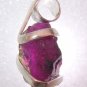 7.80 ct Watermelon Tourmaline Slice in Sterling Silver Art Wrap Pendant Necklace