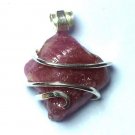 18.19 ct Natural Rough Ruby Crystal in Sterling Silver Pendant Wrap Necklace