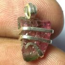 12.00 ct Watermelon Tourmaline Crystal in Sterling Silver Art Wrap Pendant