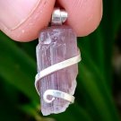 18.5 ct Sterling Silver Wire Wrap Pendant Pink Clean Tourmaline Crystal Necklace